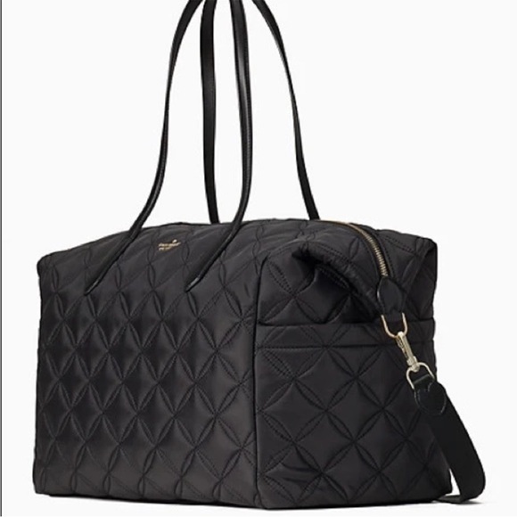 ♠️kate spade Chelsea Quilted Large Nylon Weekender Bag, Black NWT - Picture 2 of 9